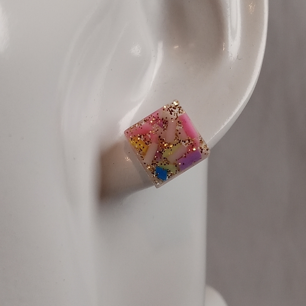 5/$25 Hand Crafted Pink and Blue Artistic Earrings
